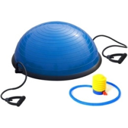 Полусфера BOSU гимнастическая, 58см., (серая) в комплекте с эспандером и насосом (B31659) BOSU044-18